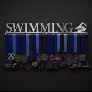 Swimming medal/ribbon hanger. Stainless steel with hardware. Three available.